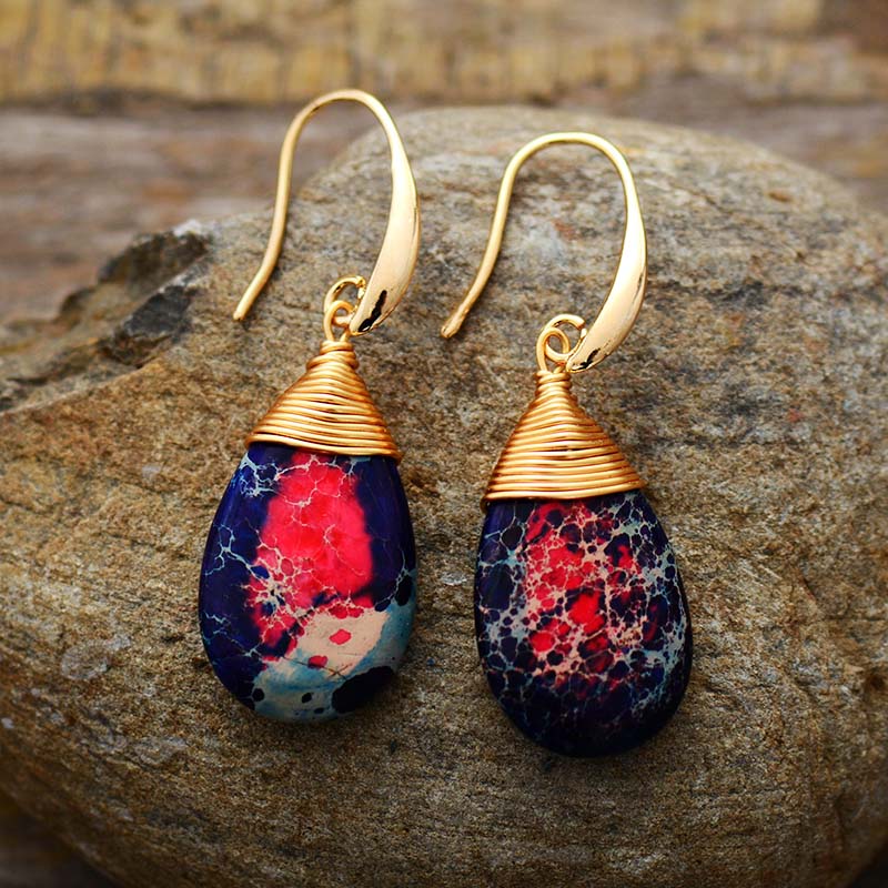 Natural Jasper Ethnic Earrings