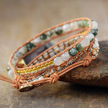 Load image into Gallery viewer, Natural Agate Leather Wrap Bracelet

