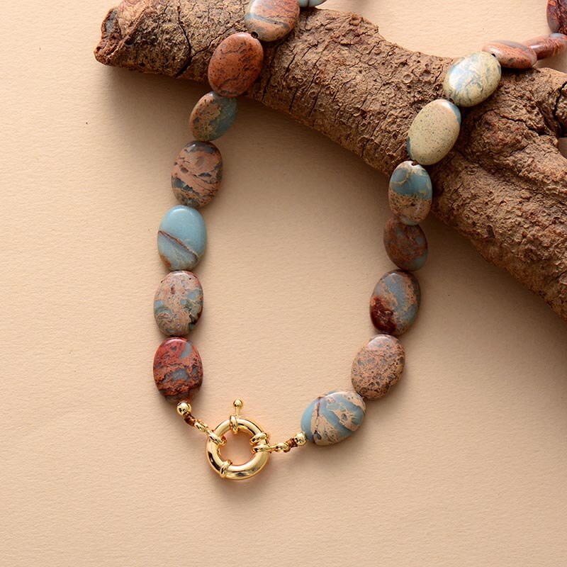 Unique Natural Chunky Imperial Jasper Beaded Choker Necklace