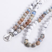 Load image into Gallery viewer, Natural Howlite &amp; Imperial Jasper 108 Mala Beads Necklace / Bracelet
