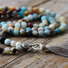 Load image into Gallery viewer, Natural Unpolished Amazonite &amp; Onyx Tibetan Vintage Necklace
