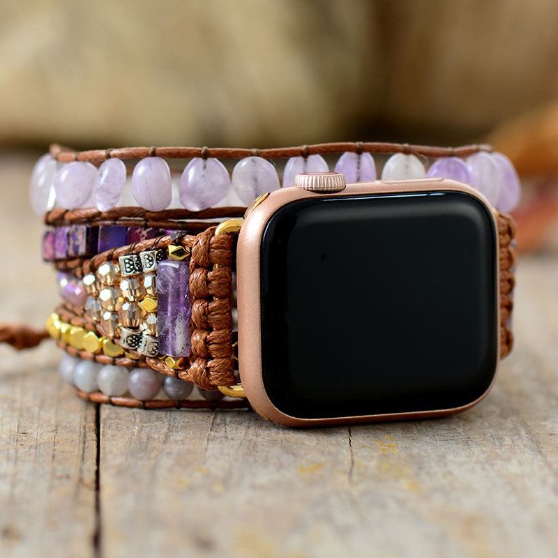 Natural Lavender Amethyst & Purple Jasper Apple Watch Band