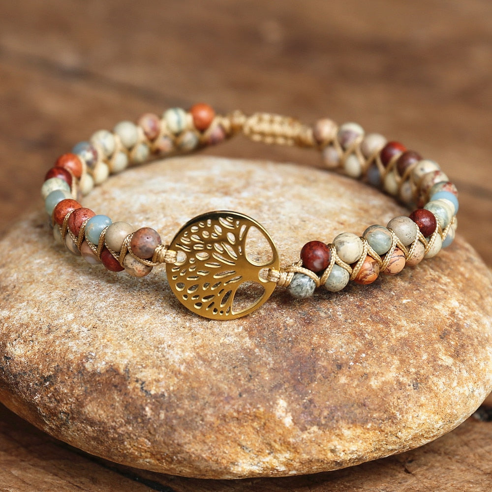 Natural African Opal Tree of Life Bracelet