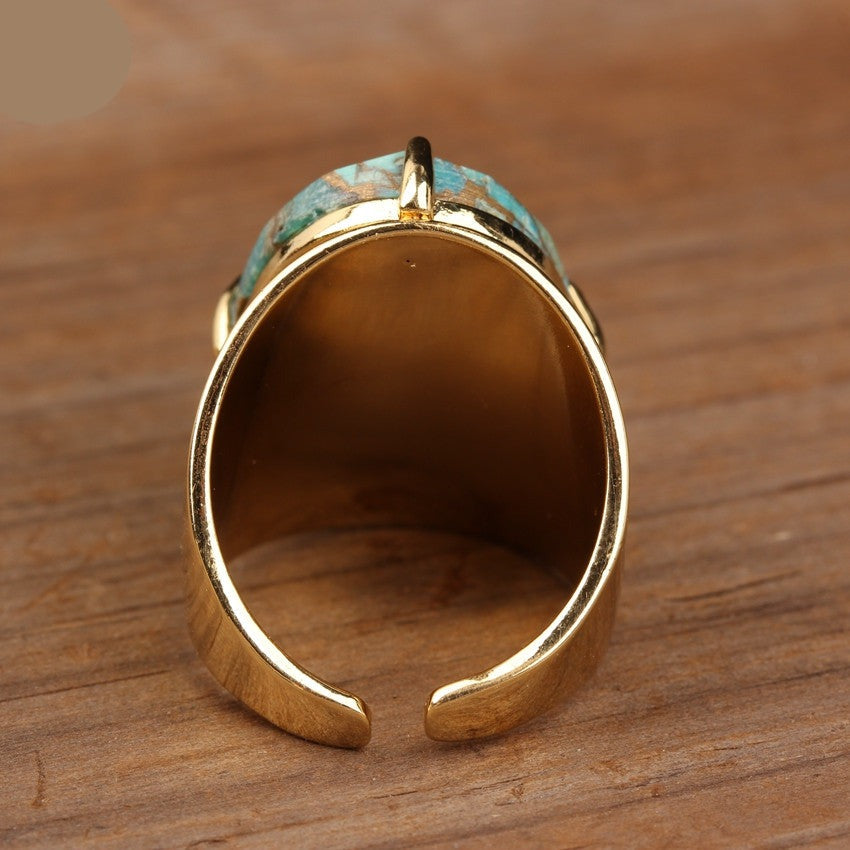 Natural Turquoise Cuff Ring