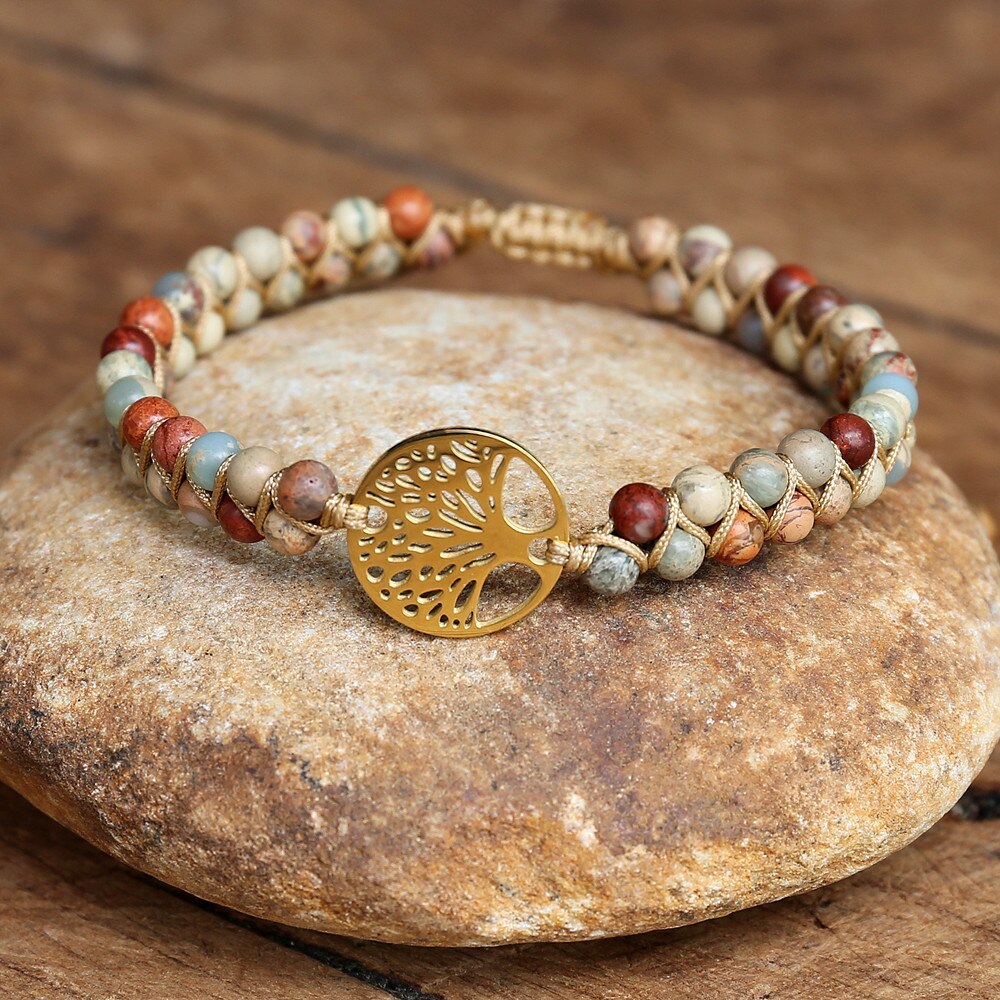 Natural African Opal Tree of Life Bracelet