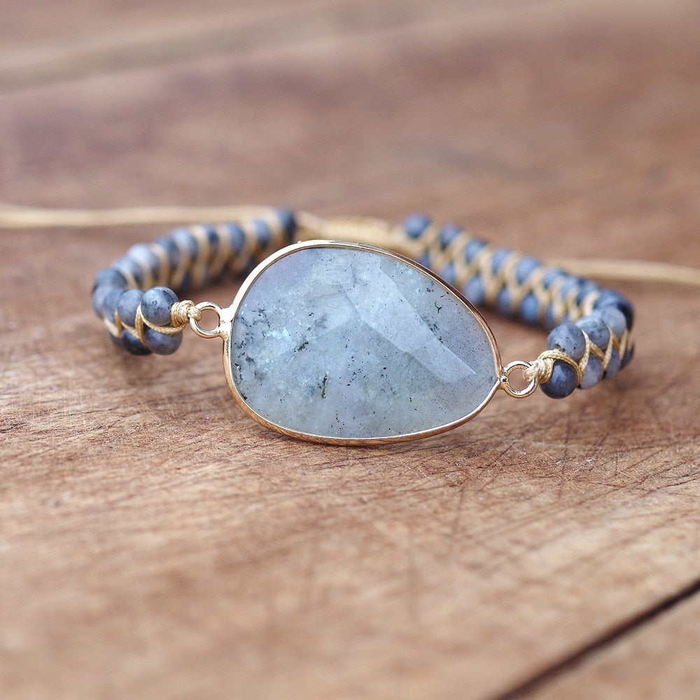 Natural Labradorite Braided Bracelet