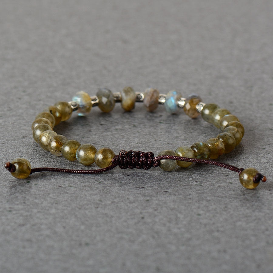 Man & Woman Natural Labradorite Beaded Bracelet