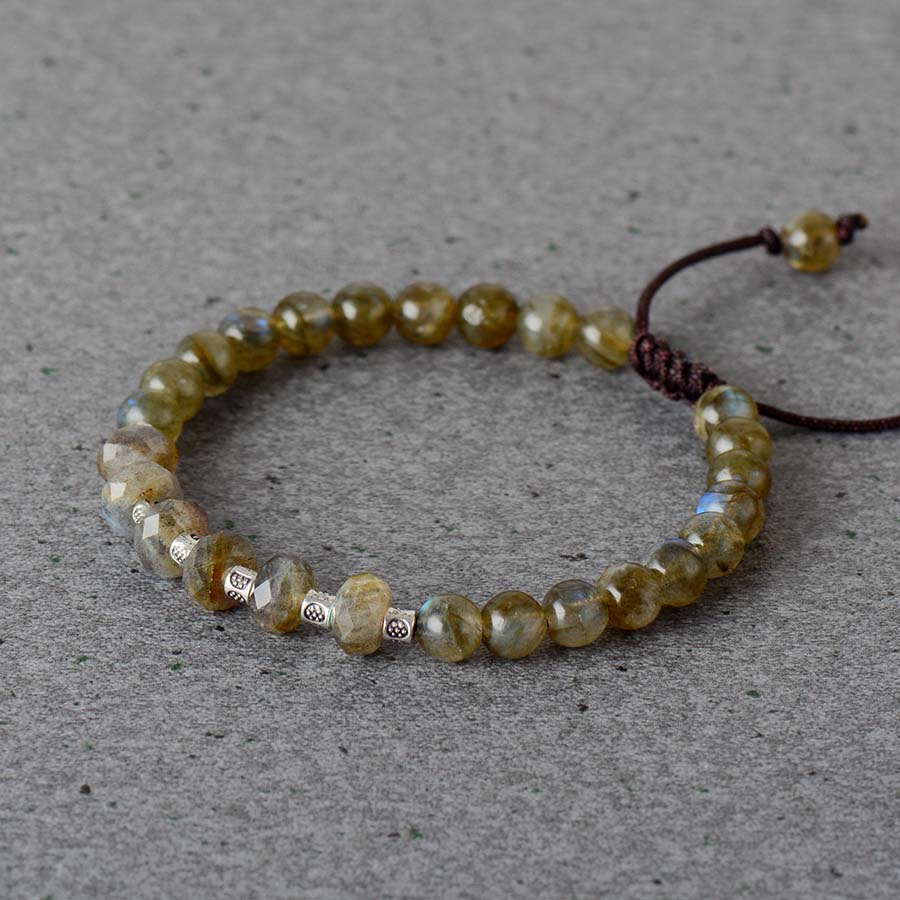 Man & Woman Natural Labradorite Beaded Bracelet