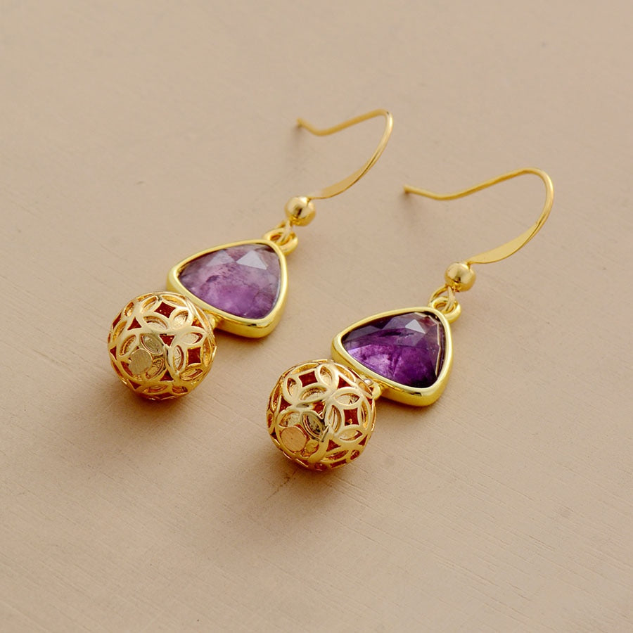 Natural Amethyst Dangle Earrings