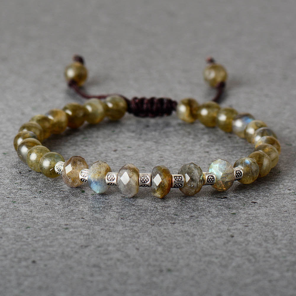 Man & Woman Natural Labradorite Beaded Bracelet