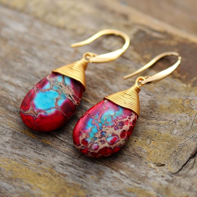 Natural Jasper Ethnic Earrings