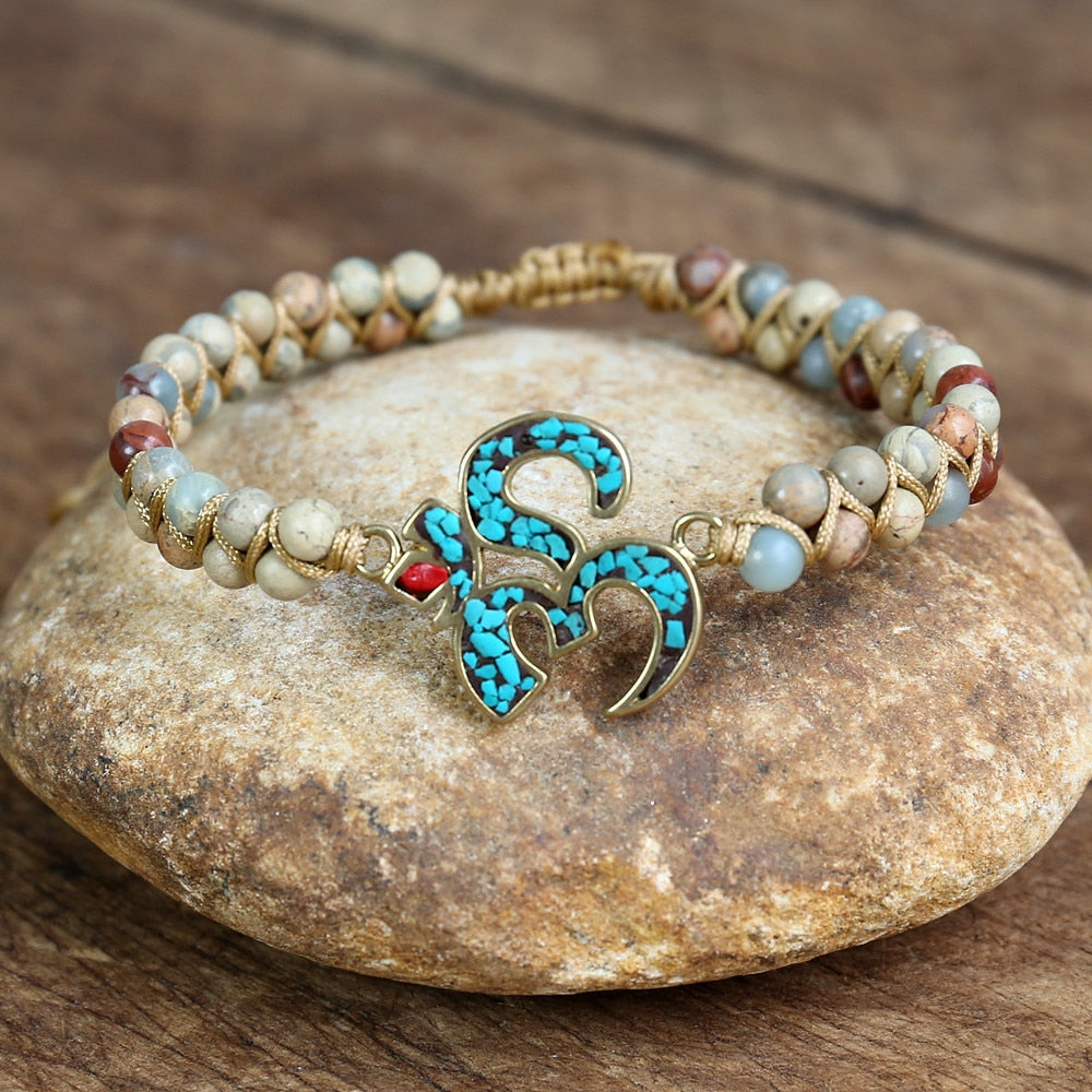 Natural African Opal OM Wrap Bracelet