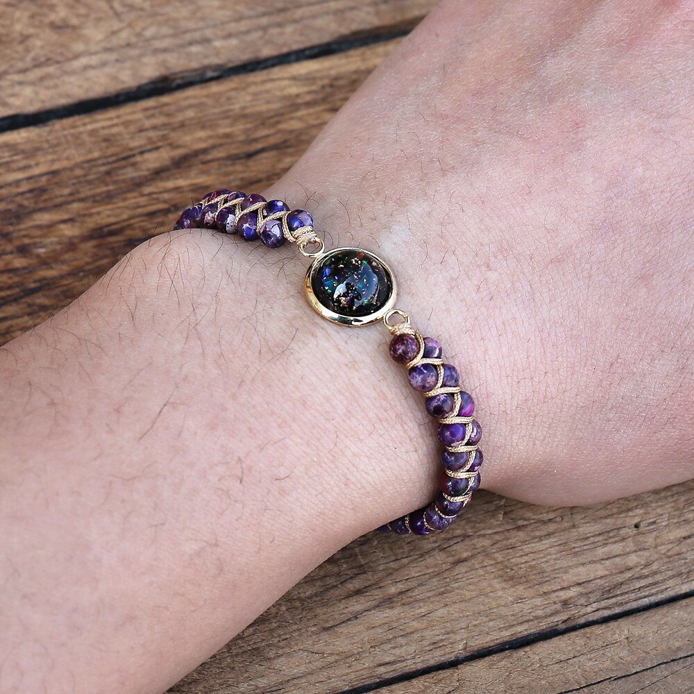 Natural Purple Jasper & Orgonite Wrap Bracelet