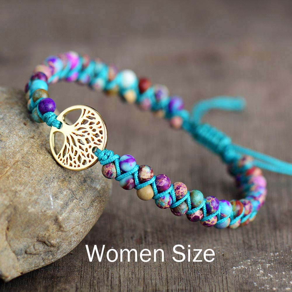 Natural Jasper Tree of Life Wrap Bracelet