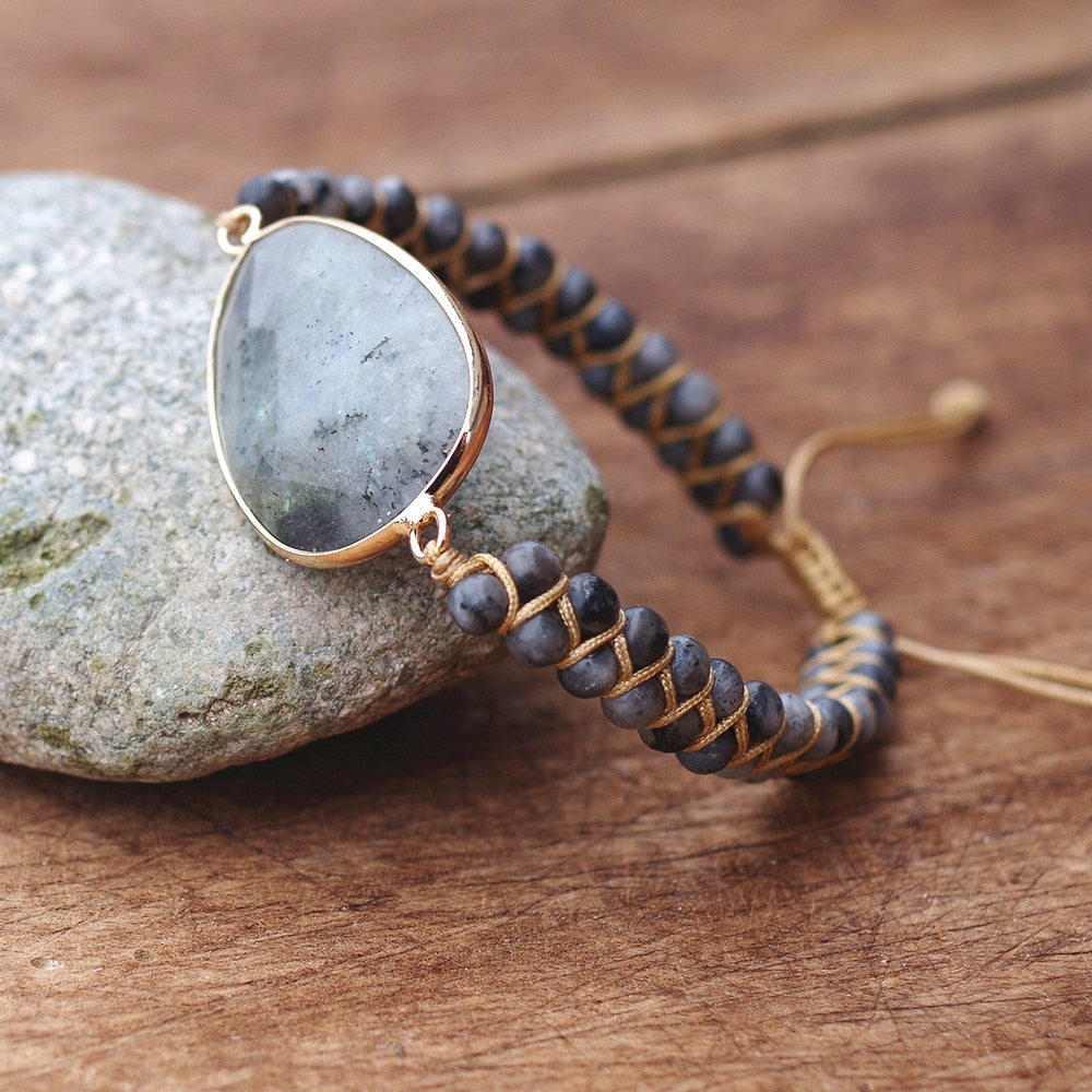 Natural Labradorite Braided Bracelet