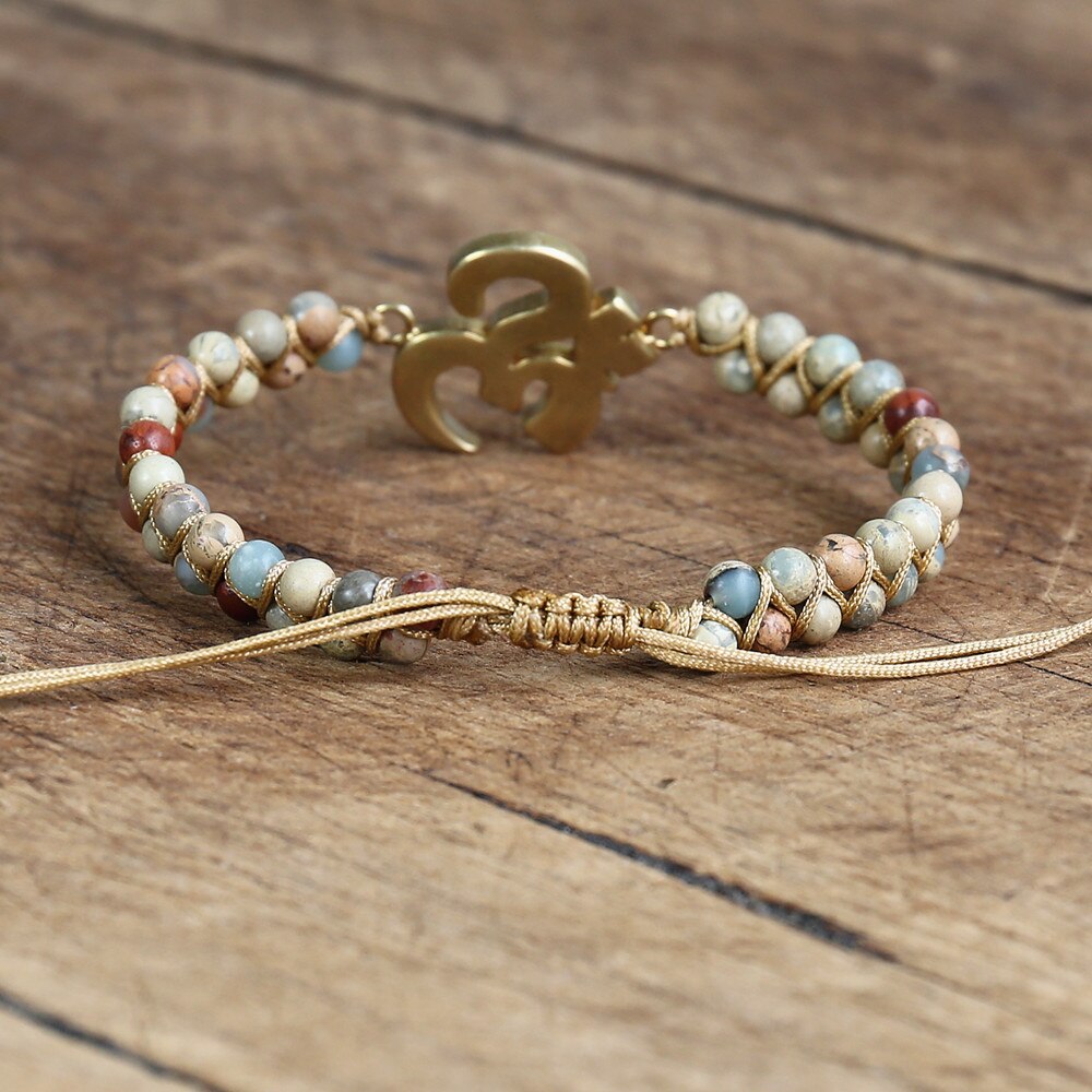 Natural African Opal OM Wrap Bracelet