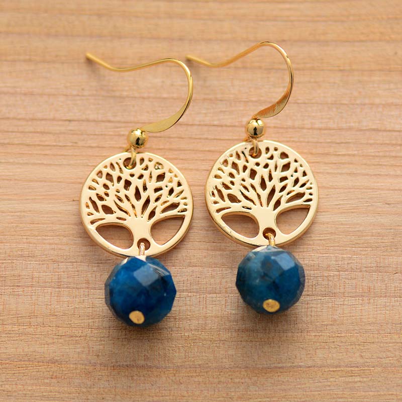 Natural Apatite Tree Of Life Earrings