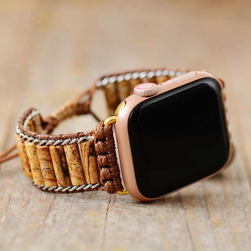 Natural Howlite / Picture Jasper Apple Watch Band