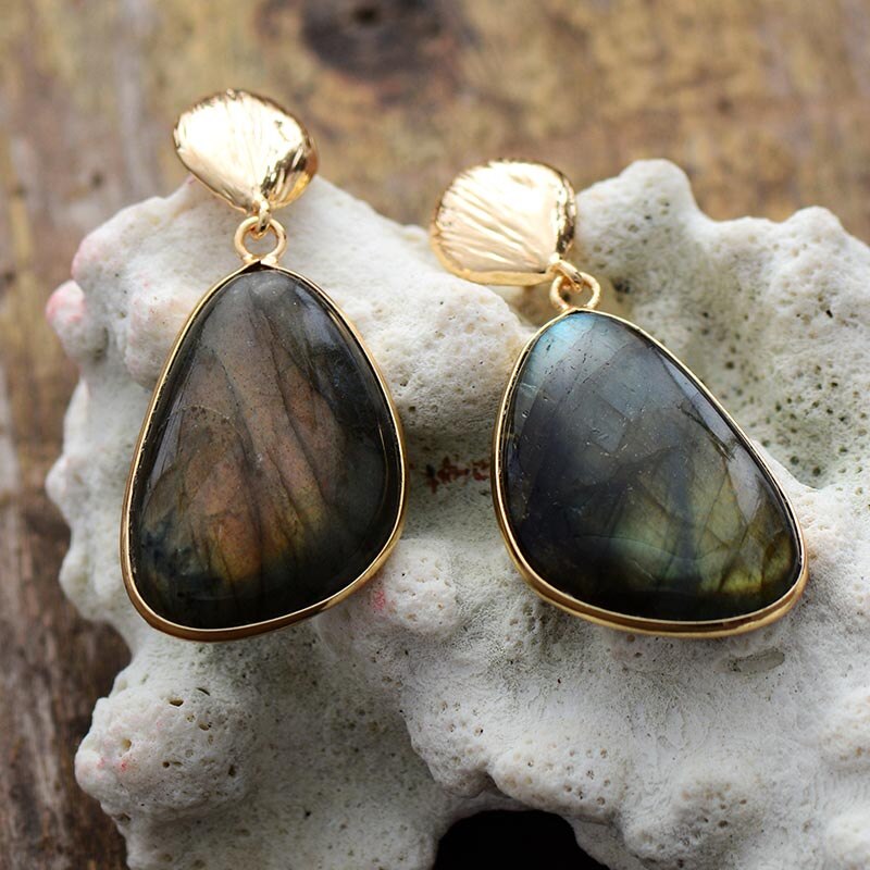 Natural Labradorite Stud Earrings