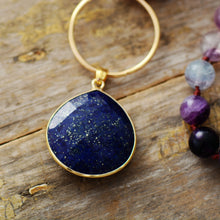 Load image into Gallery viewer, Natural Fluorite Beads &amp; Lapis Lazuli Pendant Necklace

