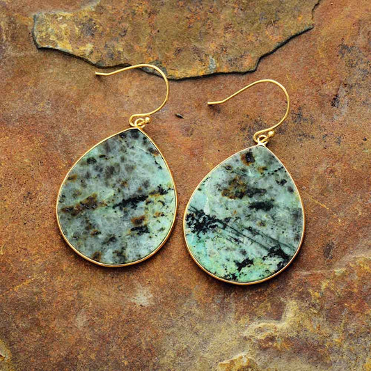 Natural African Turquoise Dangle Earrings