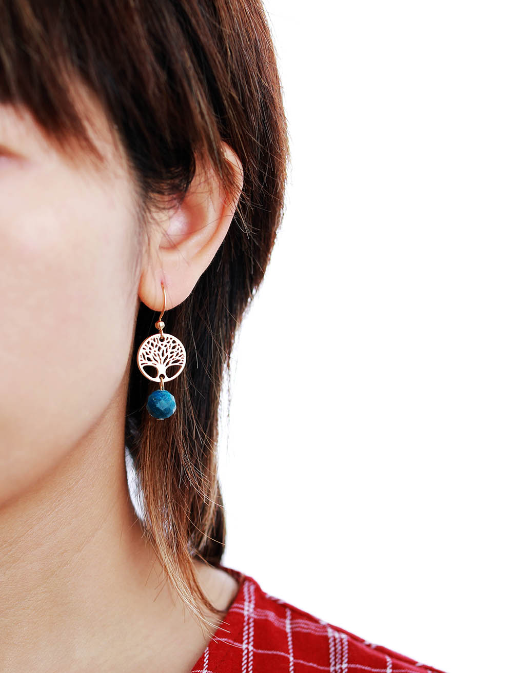 Natural Apatite Tree Of Life Earrings