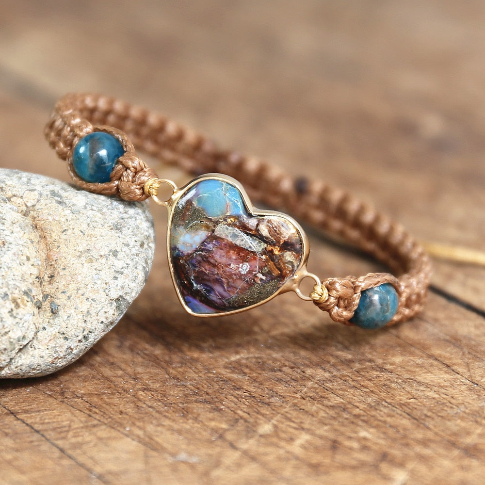 Natural Apatite & Vegan Leather Bracelet