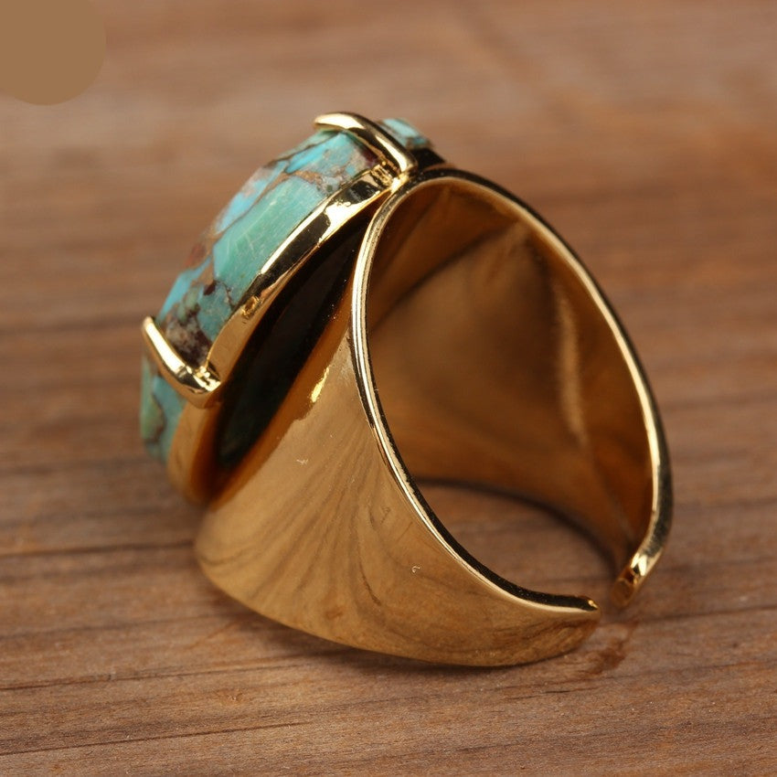 Natural Turquoise Cuff Ring