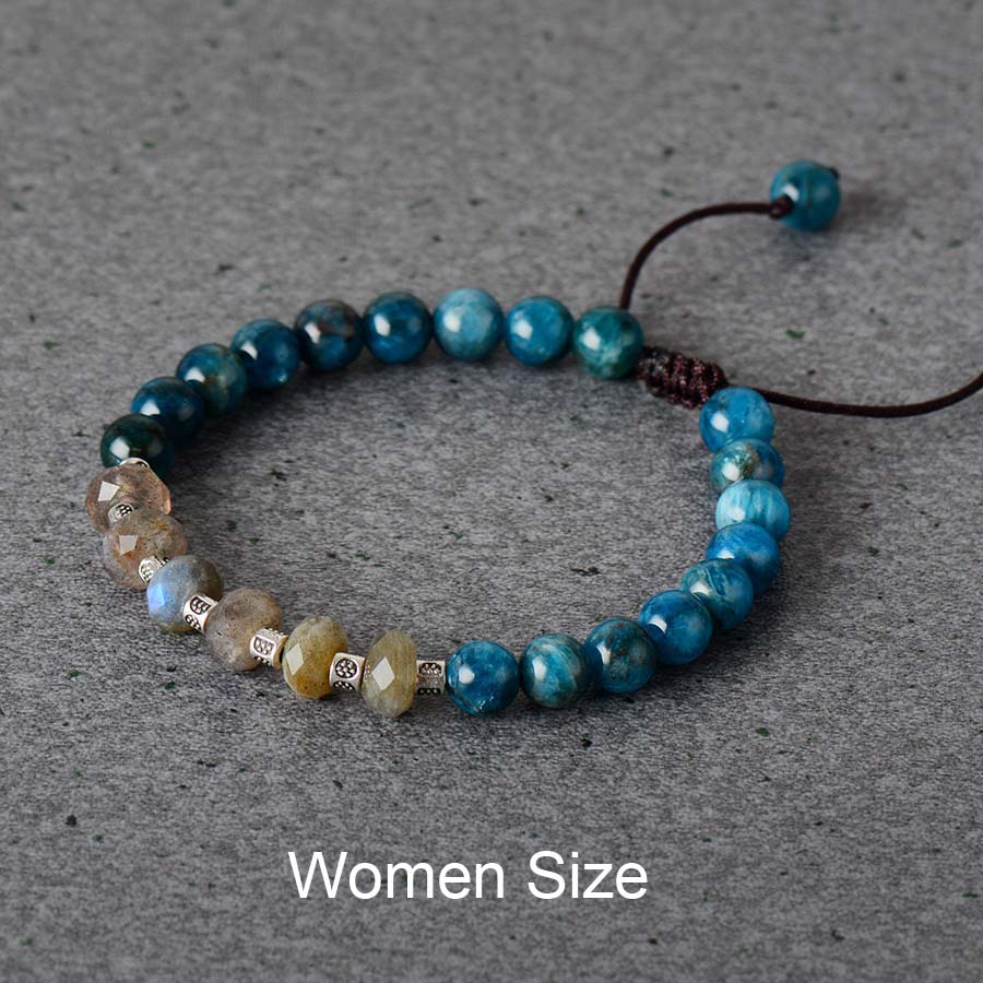 Man & Woman Natural Apatite & Laradorite Beaded Bracelet