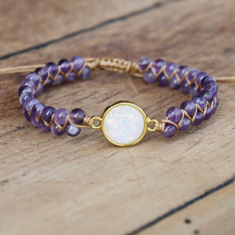 Natural Amethyst & Opal Wrap Bracelet