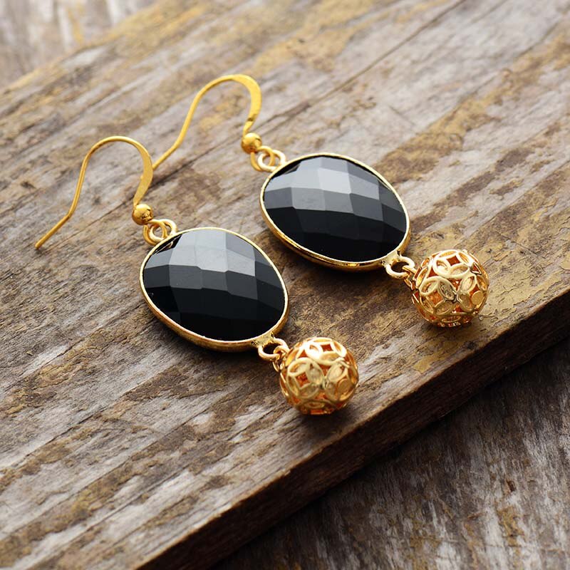 Natural Black Onyx Classy Earrings