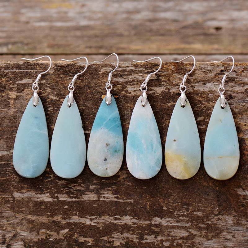 Natural Amazonite Teardrop Earrings