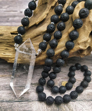 Load image into Gallery viewer, Natural Lava Stones &amp; Clear Quartz Necklace
