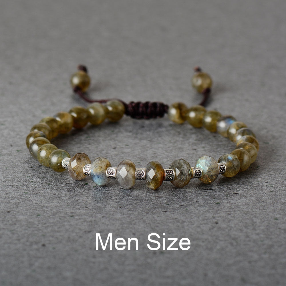 Man & Woman Natural Labradorite Beaded Bracelet