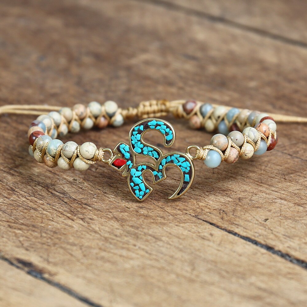 Natural African Opal OM Wrap Bracelet