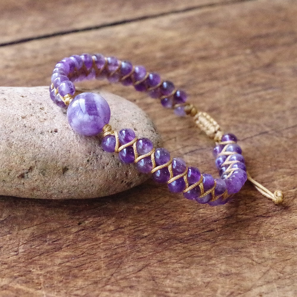 Natural Dream Amethyst Braided Bracelet