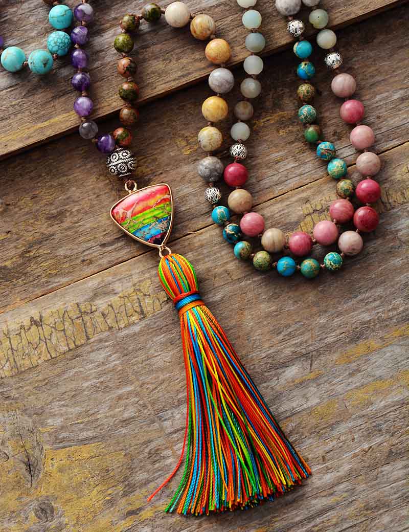 Natural 7 Chakras Beaded Tassel Necklace