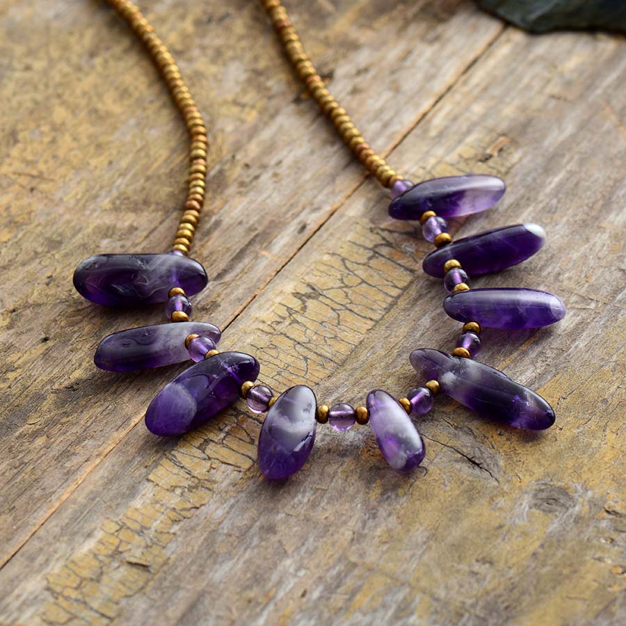 Natural Amethyst Choker Necklace