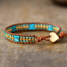 Load image into Gallery viewer, Natural Turquoise Jasper Leather Wrap Bracelet
