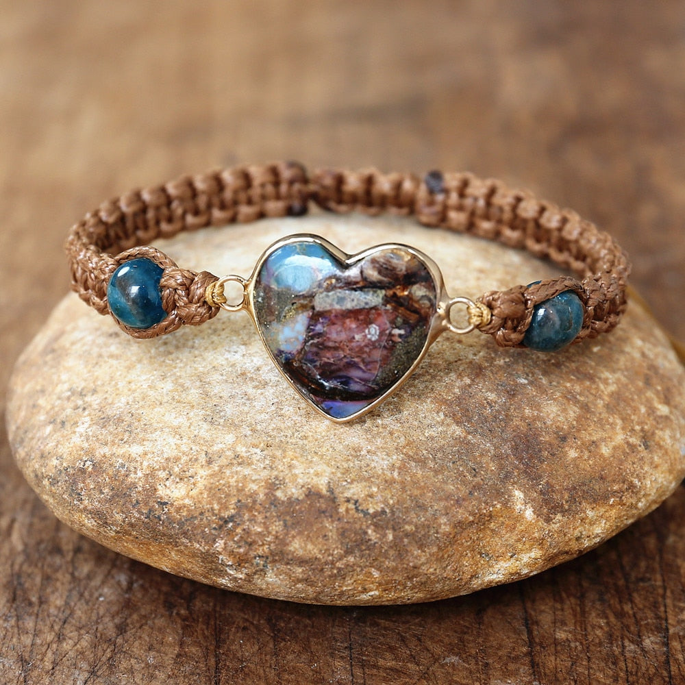 Natural Apatite & Vegan Leather Bracelet