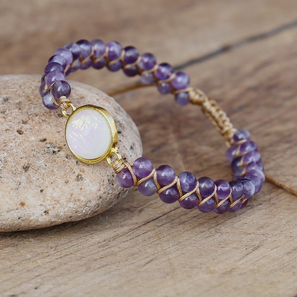 Natural Amethyst & Opal Wrap Bracelet