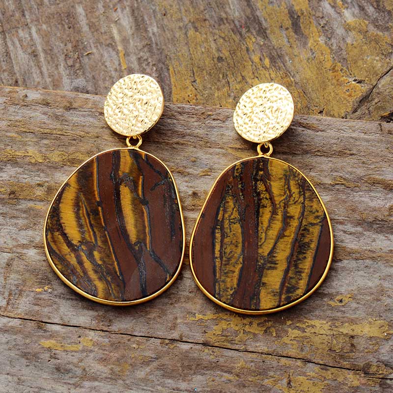 Natural Tiger's Eye Bold Earrings