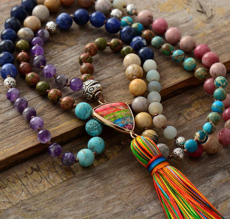 Natural 7 Chakras Beaded Tassel Necklace