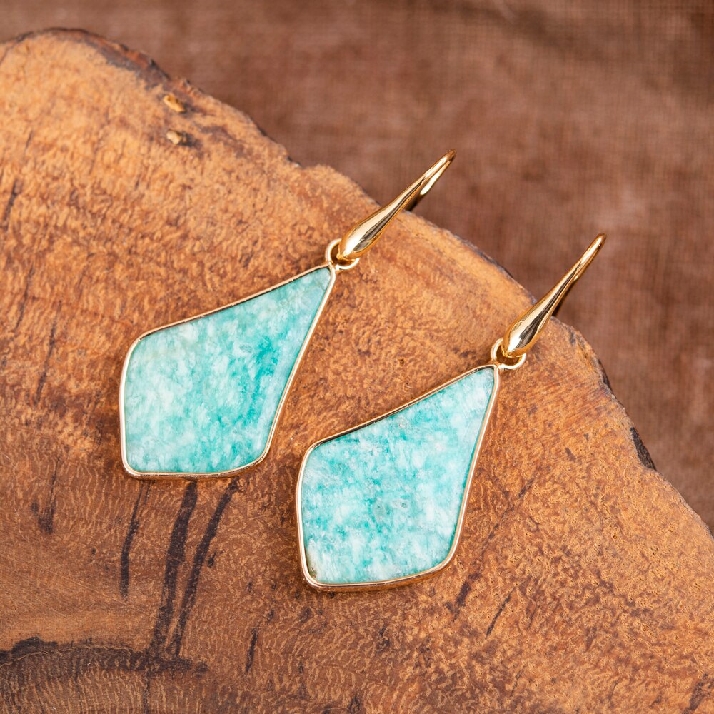 Natural Rhombus Shaped Amazonite Earrings