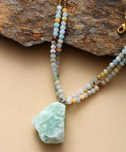 Load image into Gallery viewer, Boho Natural Amazonite Seed Beads &amp; Pendant Necklace
