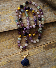 Load image into Gallery viewer, Natural Fluorite Beads &amp; Lapis Lazuli Pendant Necklace
