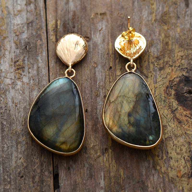 Natural Labradorite Stud Earrings