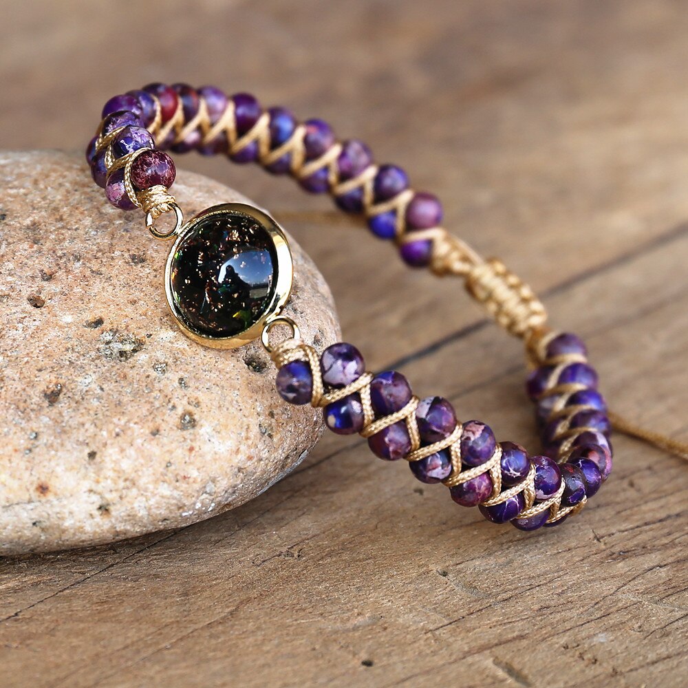 Natural Purple Jasper & Orgonite Wrap Bracelet