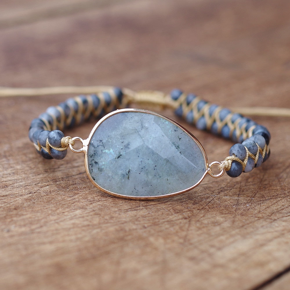 Natural Labradorite Braided Bracelet