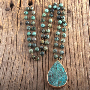 Natural Turquoise & Jasper Bohemian Necklace